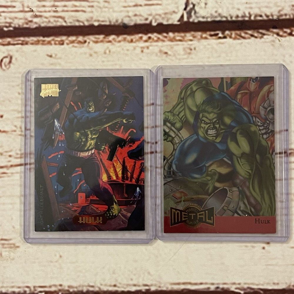 1995 Marvel Metal Hulk Regular Blaster Insert Chase Card #5 of 18 & Fleet Marvel
